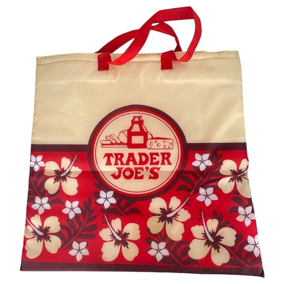 Trader Joes Insulated Reusable Grocery Shopping Bag Hawaiian Hibiscus Flowers Re - Picture 2 of 4